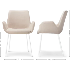 Eetkamerstoel Nora-Eef beige - wit onderstel