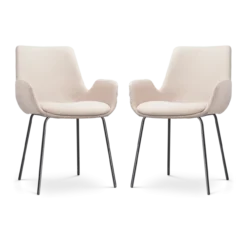 Eetkamerstoel Nora-Eef beige - zwart onderstel - set van 2