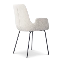 Eetkamerstoel Nora-Eef bouclé beige - zwart onderstel