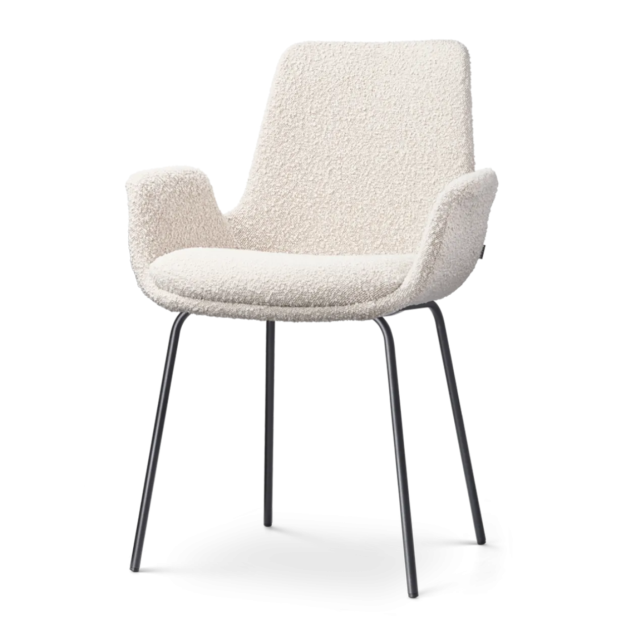 Eetkamerstoel Nora-Eef bouclé beige - zwart onderstel