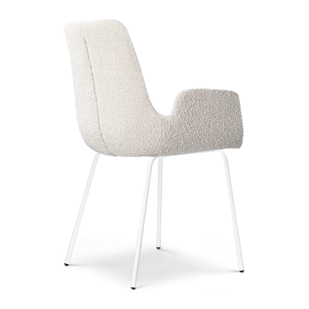 Eetkamerstoel Nora-Eef bouclé beige - wit onderstel