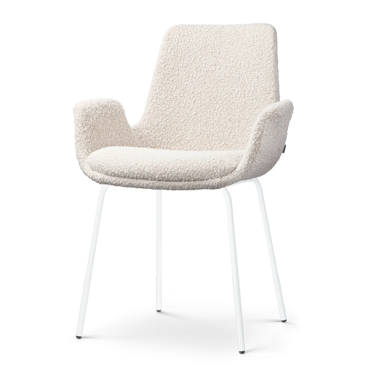 Eetkamerstoel Nora-Eef bouclé beige - wit onderstel