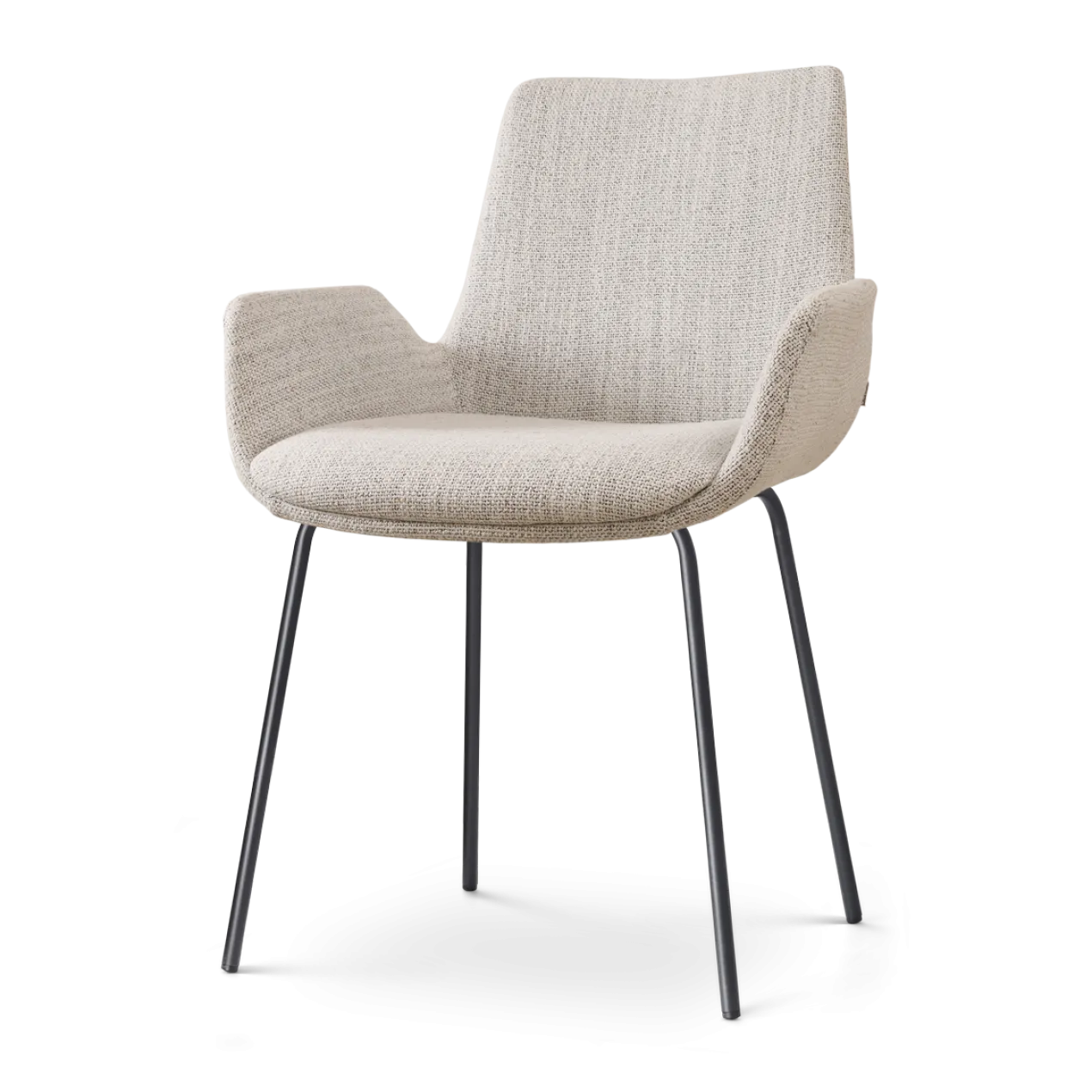 Eetkamerstoel Nora-Eef grijs beige gemêleerd - zwart
