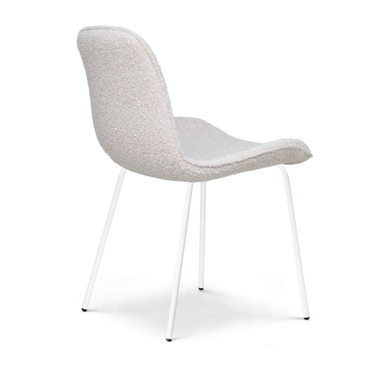 Eetkamerstoel Nora-Fé bouclé beige - wit onderstel
