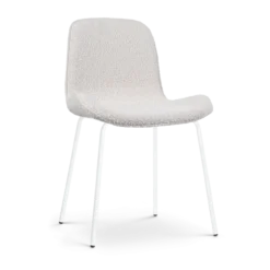Eetkamerstoel Nora-Fé bouclé beige - wit onderstel