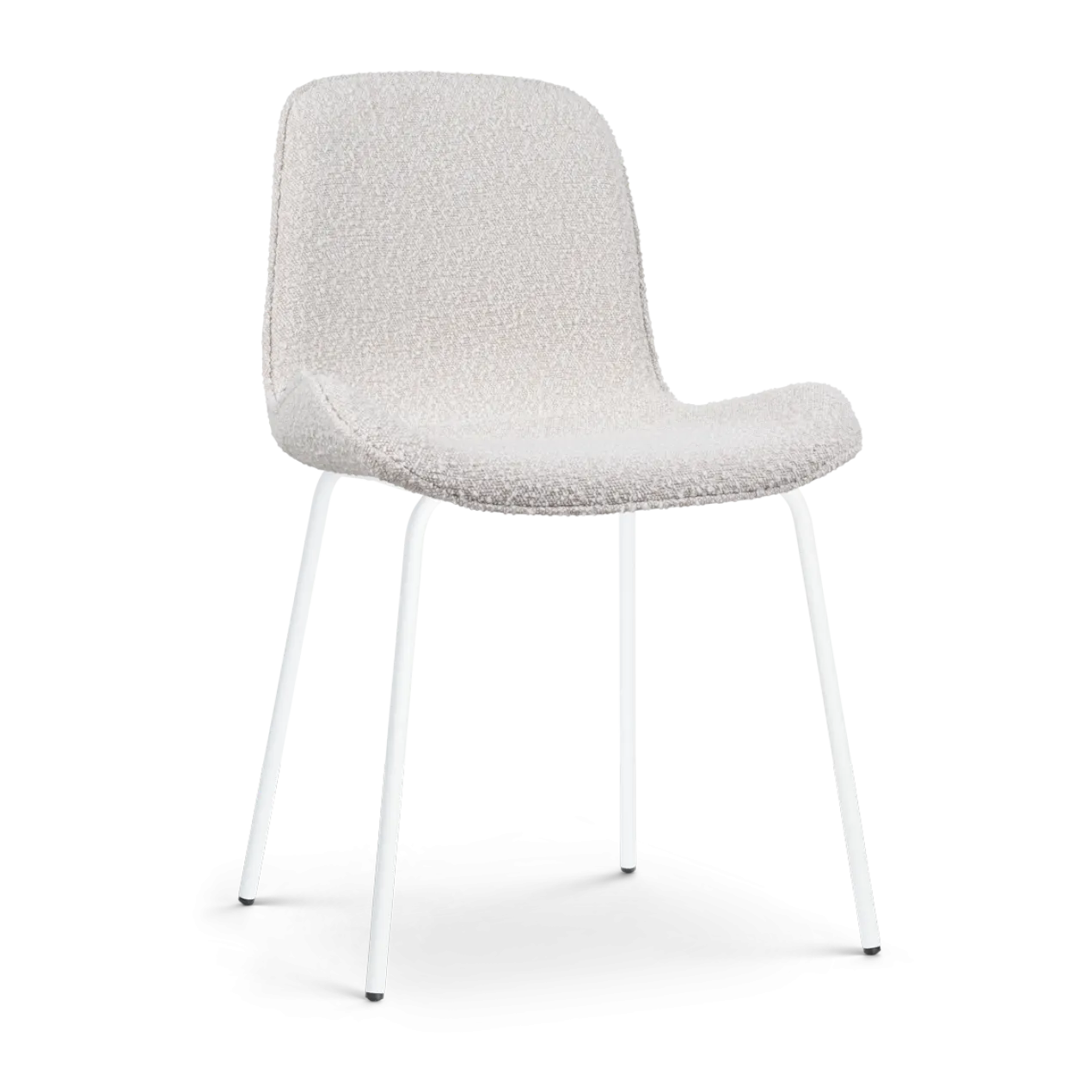 Eetkamerstoel Nora-Fé bouclé beige - wit onderstel