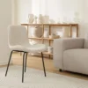 Eetkamerstoel Nora-Fé bouclé beige - zwart onderstel