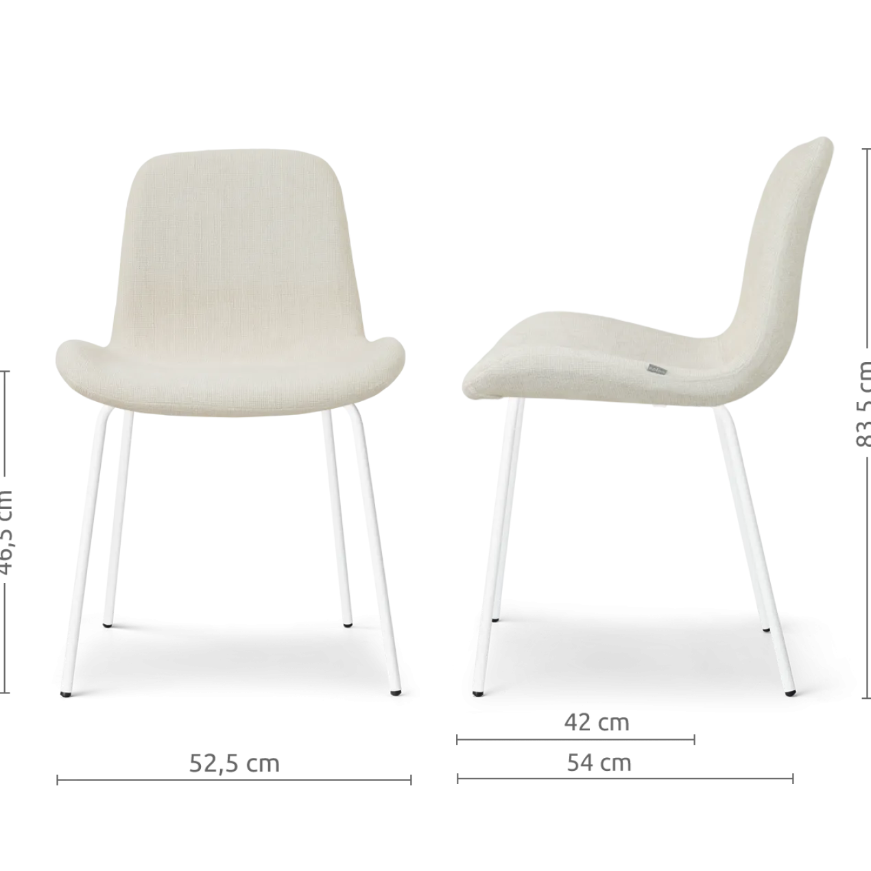Eetkamerstoel Nora-Fé wit onderstel cottonbeige