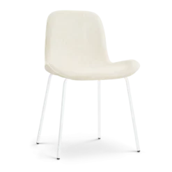 Eetkamerstoel Nora-Fé wit onderstel rib beige