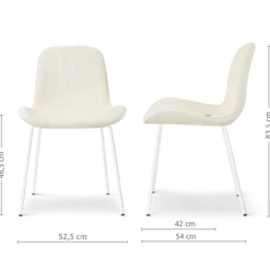 Eetkamerstoel Nora-Fé wit onderstel rib beige