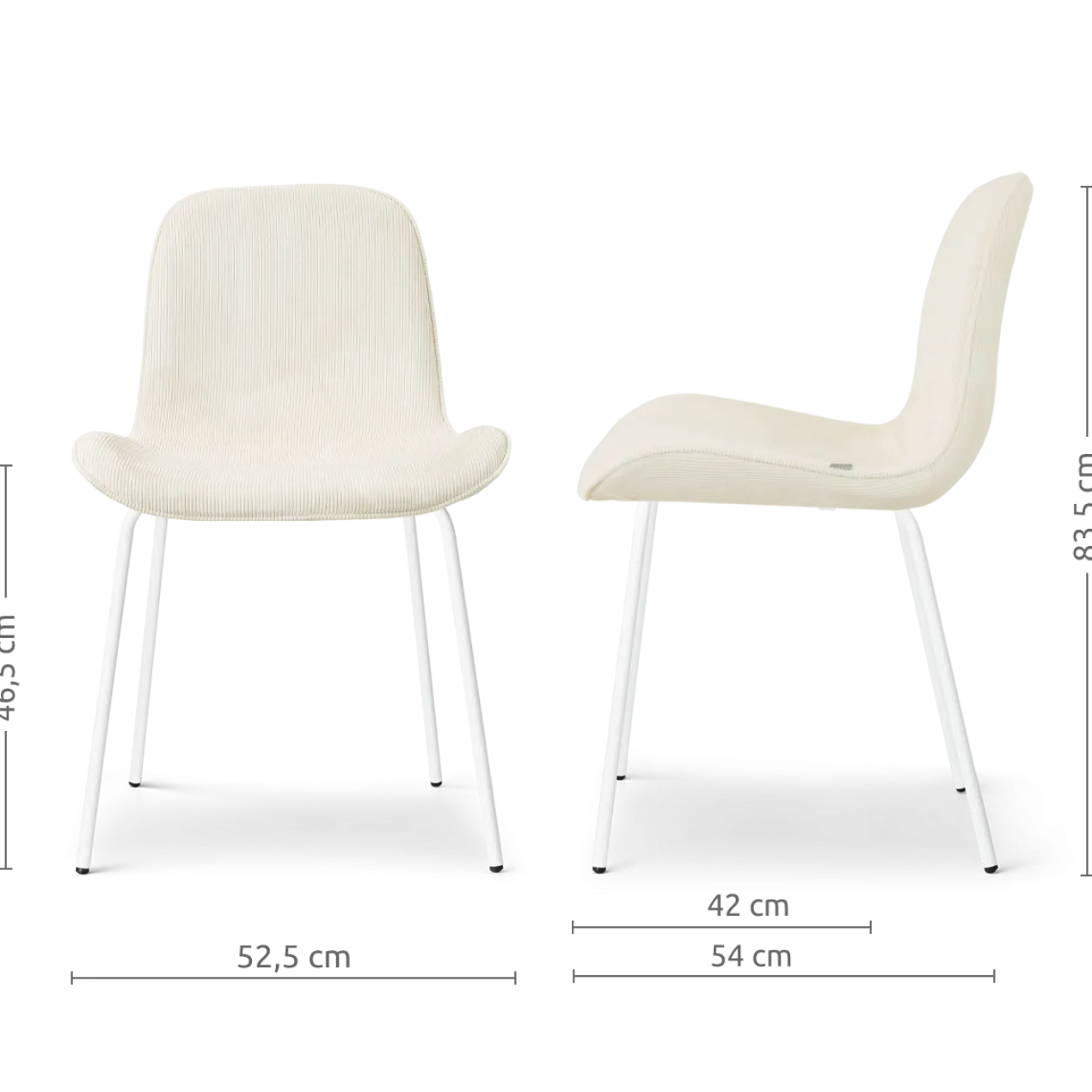 Eetkamerstoel Nora-Fé wit onderstel rib beige