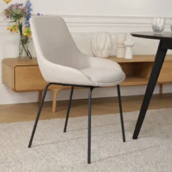 Eetkamerstoel Nora-Isa beige - zwart onderstel