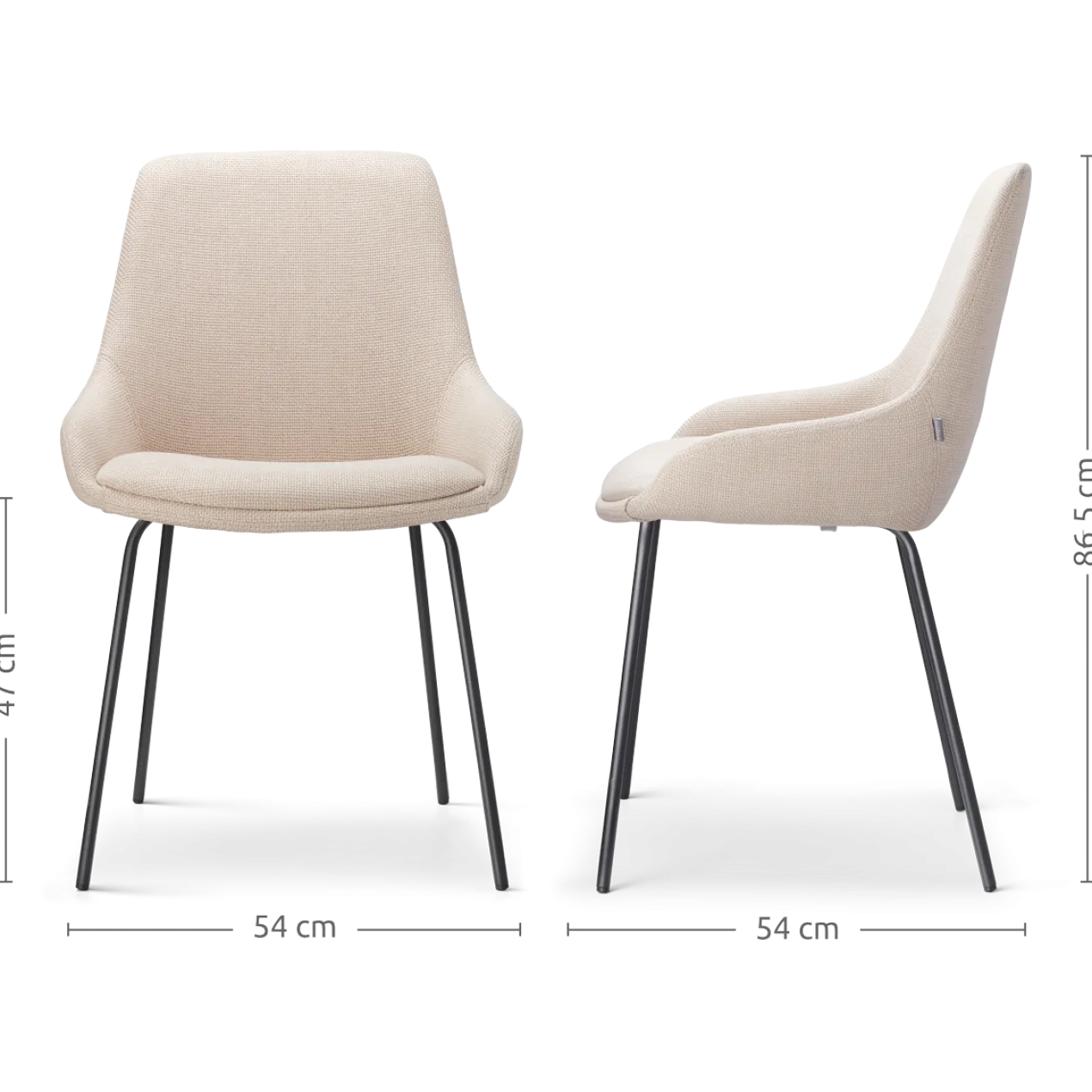 Eetkamerstoel Nora-Isa beige - zwart onderstel