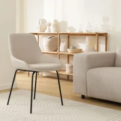 Eetkamerstoel Nora-Isa beige - zwart onderstel
