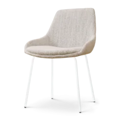 Eetkamerstoel Nora-Isa beige gemêleerd - wit onderstel