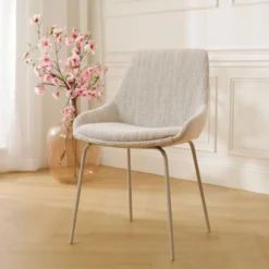 Eetkamerstoel Nora-Isa beige gemêleerd - wit onderstel
