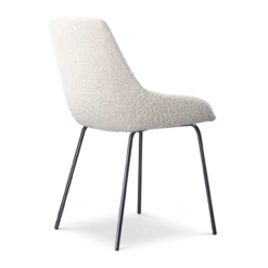 Eetkamerstoel Nora-Isa bouclé beige - zwart onderstel