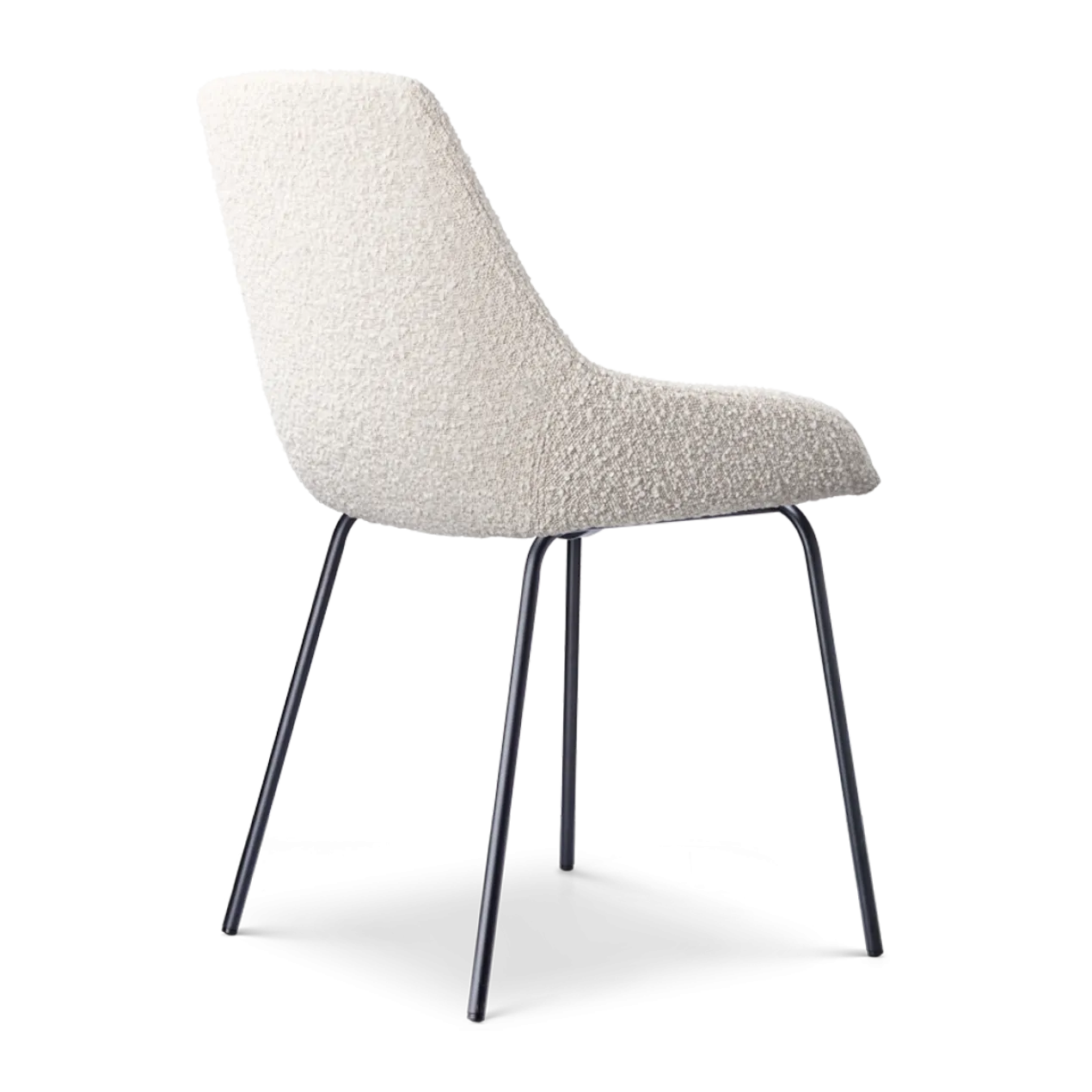 Eetkamerstoel Nora-Isa bouclé beige - zwart onderstel