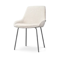 Eetkamerstoel Nora-Isa bouclé beige - zwart onderstel