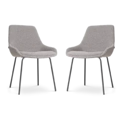 Eetkamerstoel Nora-Isa bouclé taupe - zwart - set van 2