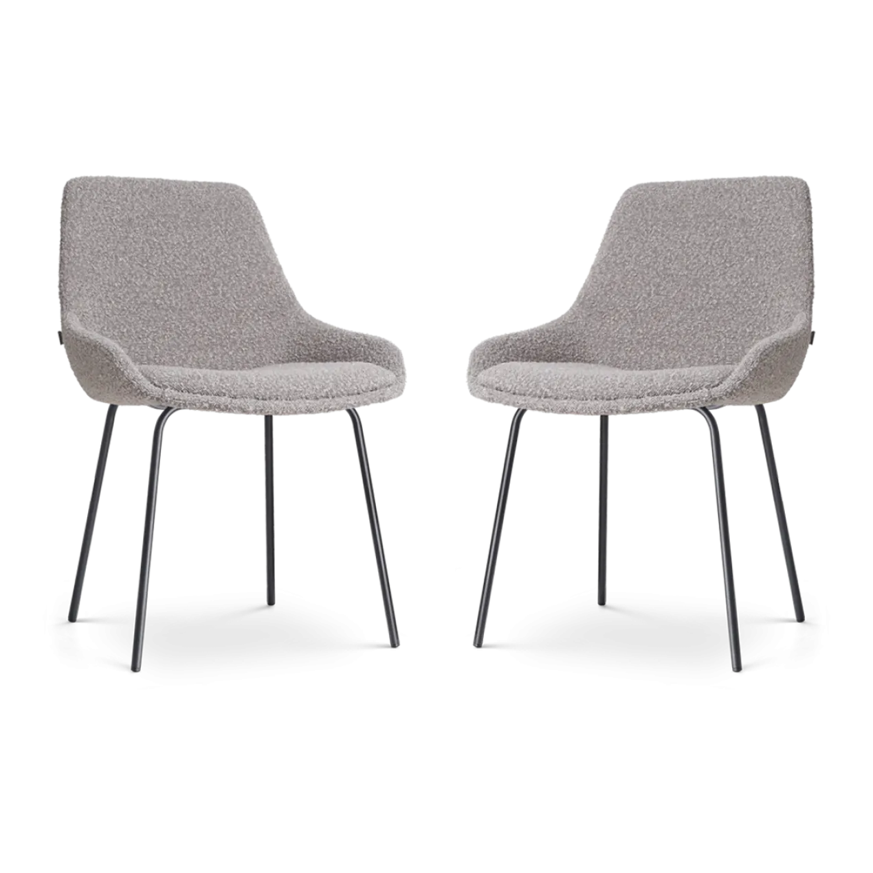 Eetkamerstoel Nora-Isa bouclé taupe - zwart - set van 2