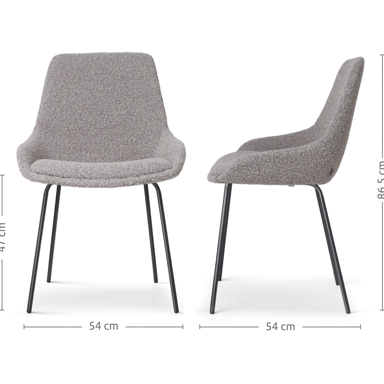 Eetkamerstoel Nora-Isa bouclé taupe - zwart - set van 2