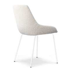 Eetkamerstoel Nora-Isa bouclé beige - wit onderstel