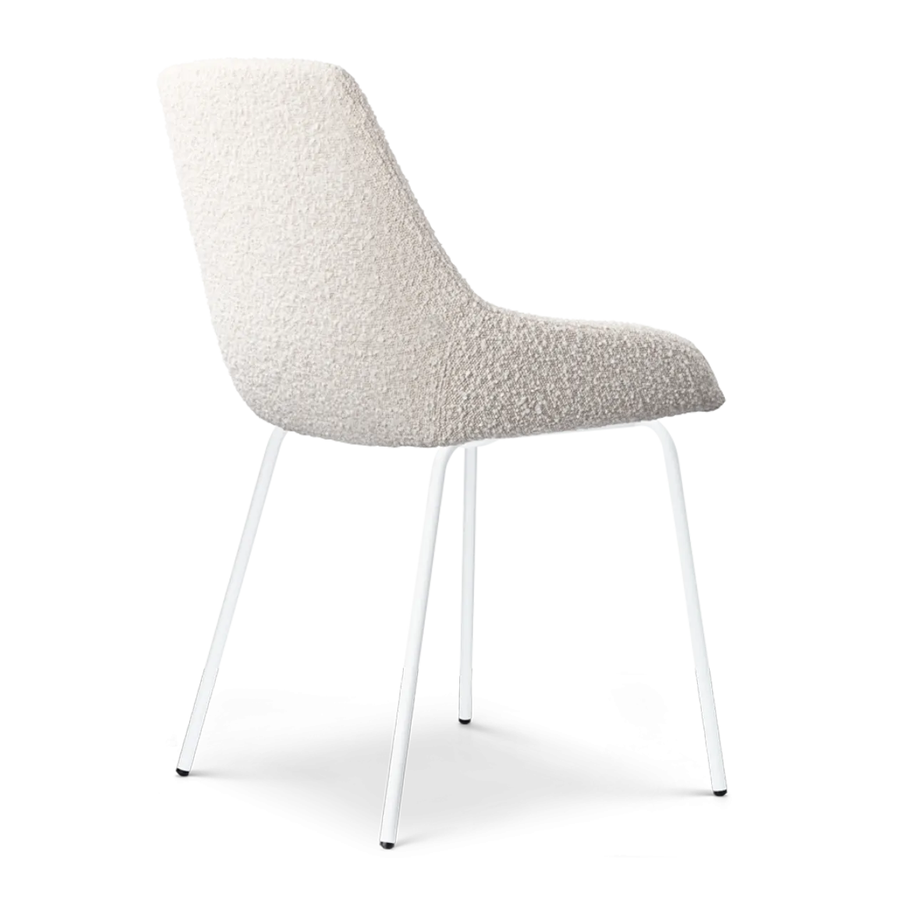 Eetkamerstoel Nora-Isa bouclé beige - wit onderstel