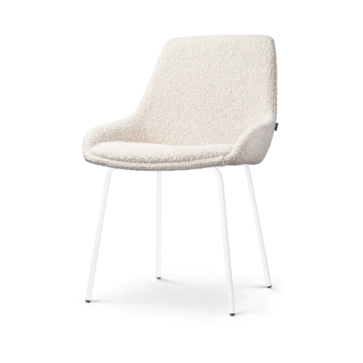 Eetkamerstoel Nora-Isa bouclé beige - wit onderstel