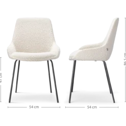 Eetkamerstoel Nora-Isa bouclé beige - zwart - set van 2