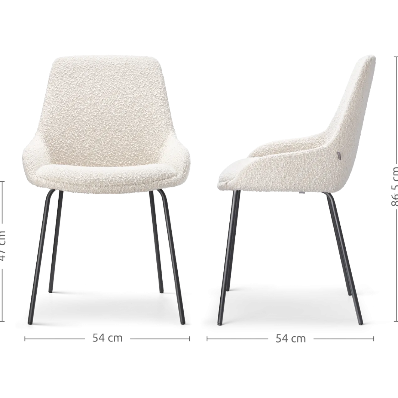 Eetkamerstoel Nora-Isa bouclé beige - zwart - set van 2