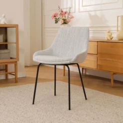 Eetkamerstoel Nora-Isa grijs beige gemêleerd - zwart