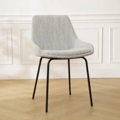 Eetkamerstoel Nora-Isa grijs beige gemêleerd - zwart