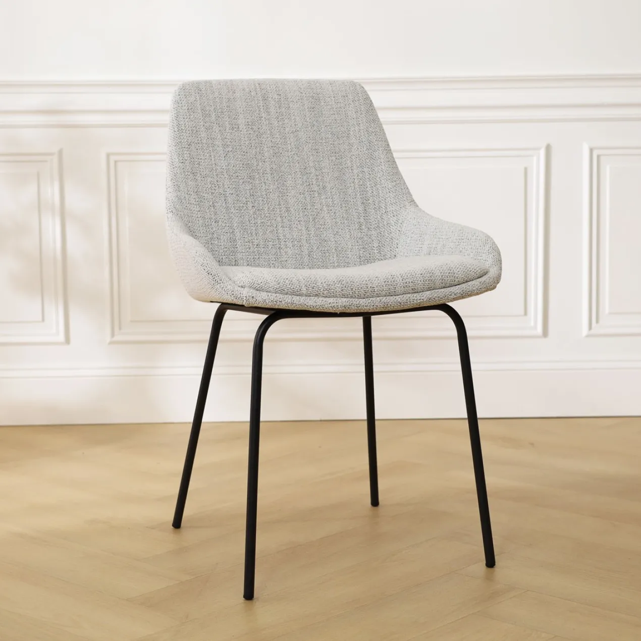 Eetkamerstoel Nora-Isa grijs beige gemêleerd - zwart