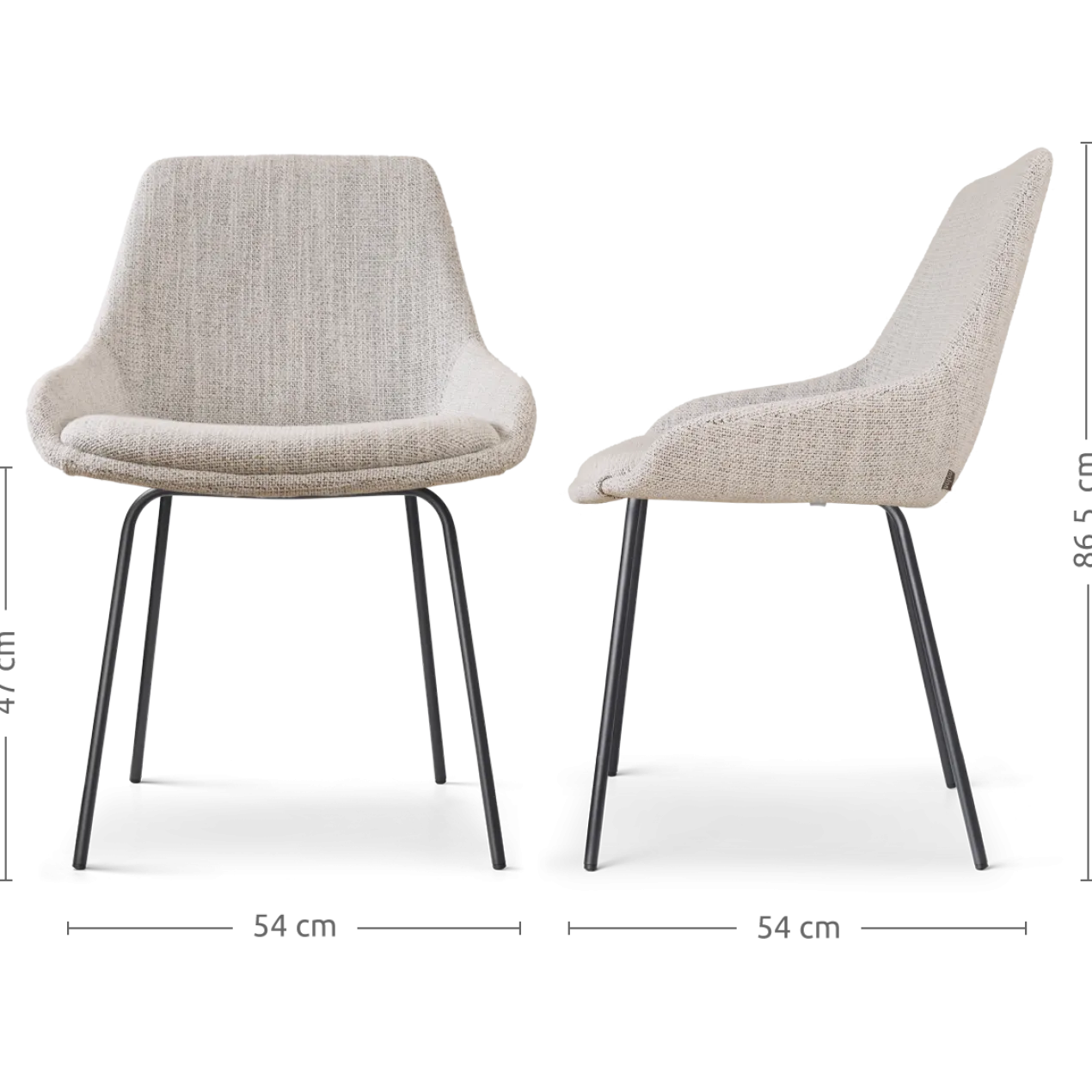 Eetkamerstoel Nora-Isa grijs beige gemêleerd - zwart
