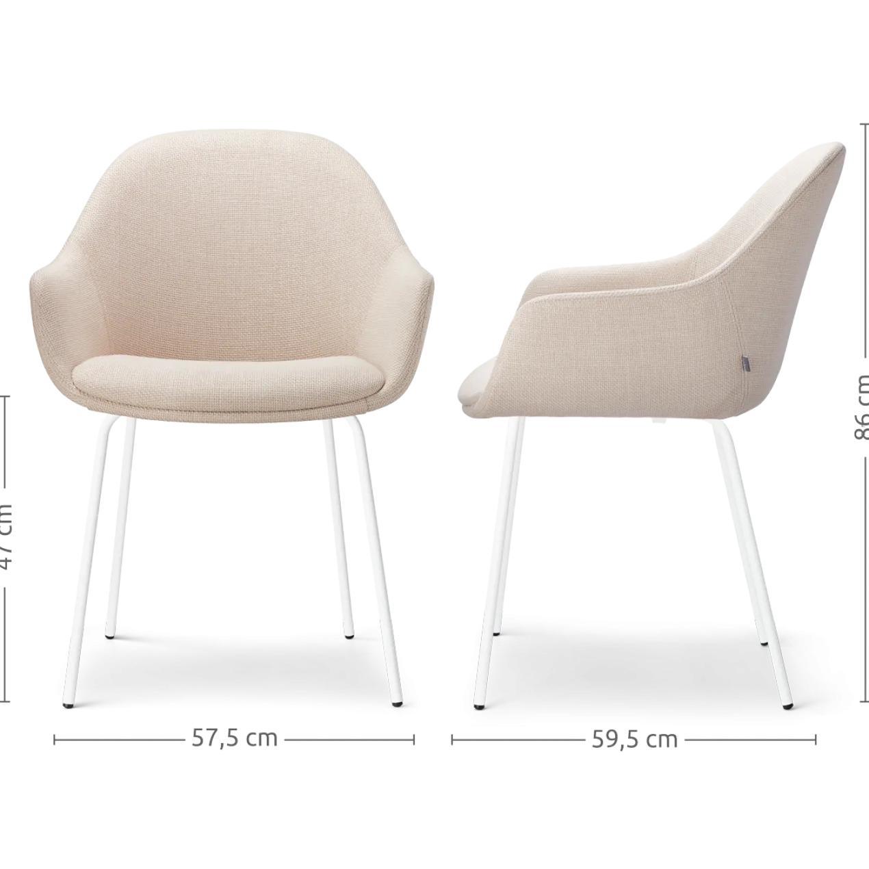 Eetkamerstoel Nora-Mae beige - wit onderstel