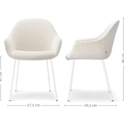 Eetkamerstoel Nora-Mae bouclé beige - wit - set van 2