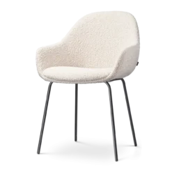 Eetkamerstoel Nora-Mae bouclé beige - zwart onderstel
