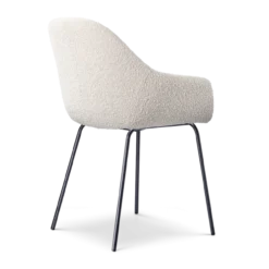 Eetkamerstoel Nora-Mae bouclé beige - zwart onderstel