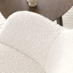 Eetkamerstoel Nora-Mare bouclé beige - wit onderstel