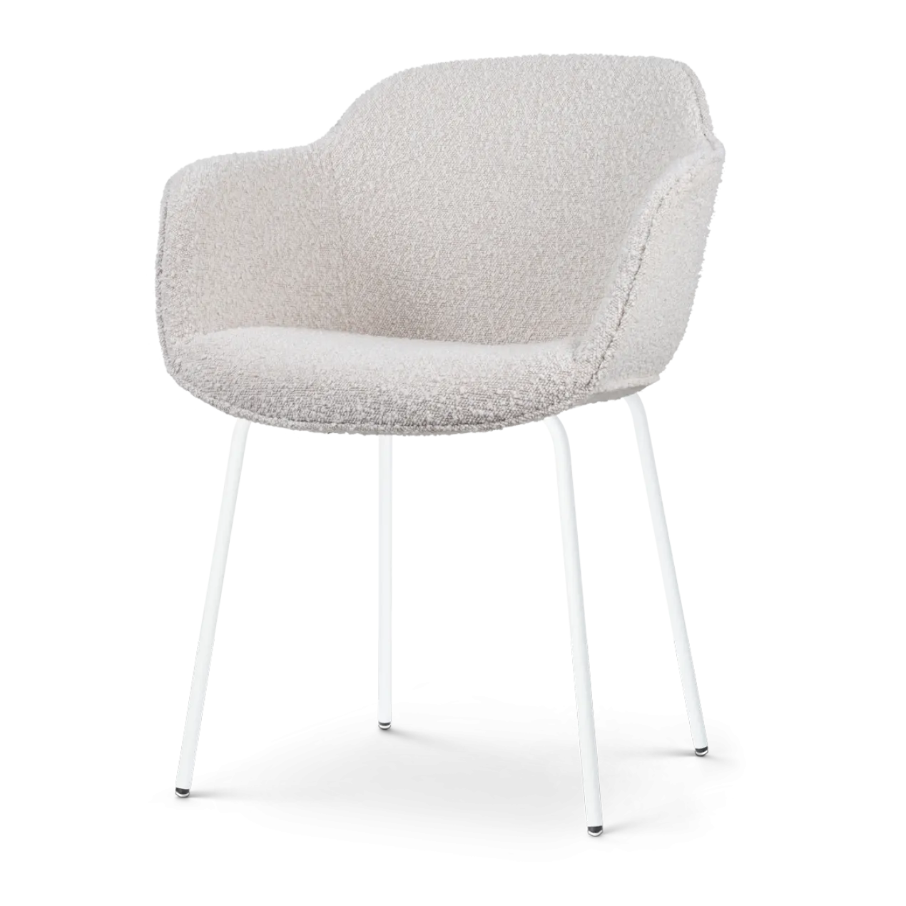 Eetkamerstoel Nora-Mare bouclé beige - wit onderstel