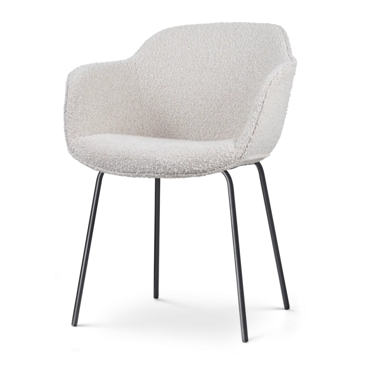 Eetkamerstoel Nora-Mare bouclé beige - zwart onderstel