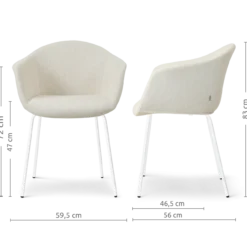 Eetkamerstoel Nora-Otis cottonbeige wit onderstel