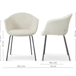 Eetkamerstoel Nora-Otis cottonbeige - zwart onderstel