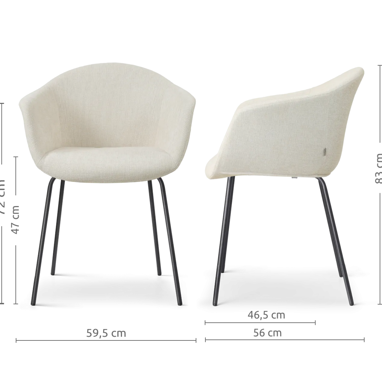 Eetkamerstoel Nora-Otis cottonbeige - zwart onderstel