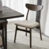 Eetkamerstoel Rodham donker eiken - gestoffeerde zitting Rodham houten eetkamerstoel donker eiken - gestoffeerde zitting beige