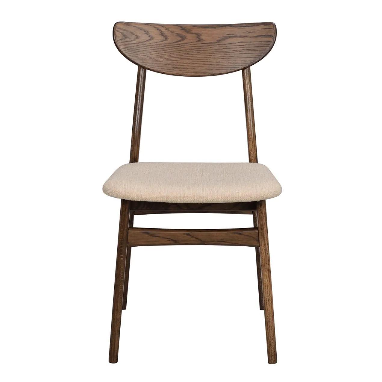 Eetkamerstoel Rodham donker eiken - gestoffeerde zitting Rodham houten eetkamerstoel donker eiken - gestoffeerde zitting beige