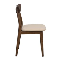 Eetkamerstoel Rodham donker eiken - gestoffeerde zitting Rodham houten eetkamerstoel donker eiken - gestoffeerde zitting beige