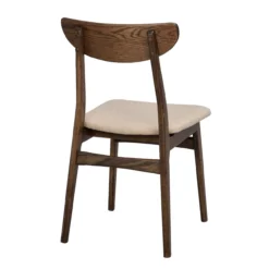 Eetkamerstoel Rodham donker eiken - gestoffeerde zitting Rodham houten eetkamerstoel donker eiken - gestoffeerde zitting beige