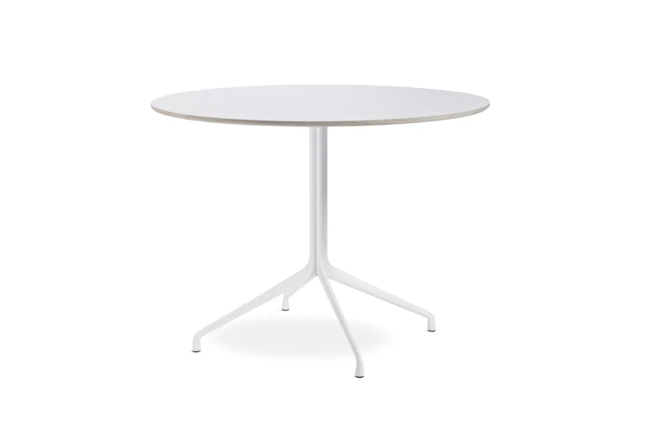 Eettafel AAT20 Ø100 wit onderstel laminate white blad